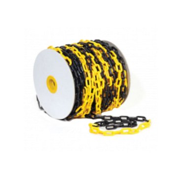 Изображение товара Цепь пластиковая сигнальная Технология 00-00000143, черно-желтая, 8 мм, бухта 50 м