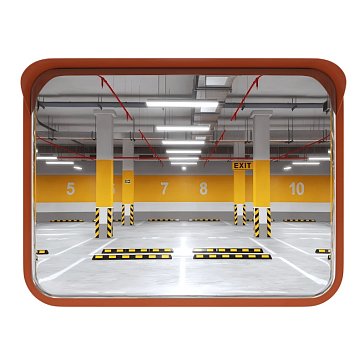 Изображение товара Зеркало сферическое прямоугольное с козырьком 450x600 мм из нержавеющей стали Технология