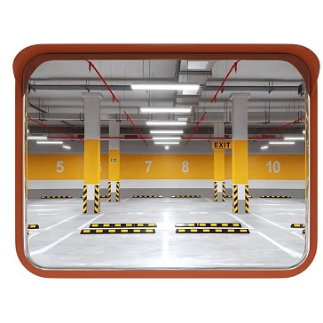 Изображение товара Зеркало сферическое прямоугольное с козырьком из нержавеющей стали 600x800 мм