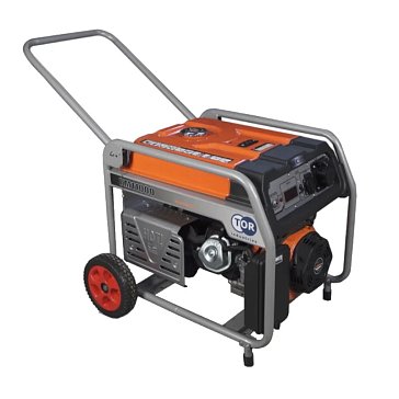 Изображение товара Генератор бензиновый TOR KM11000H 1011100, 8,0 кВт, 220В, 27 л, с электростартером и колесами