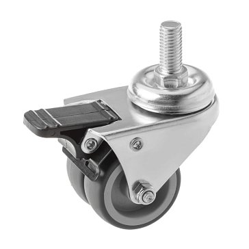 Изображение товара Колесо аппаратное поворотное TOR  SCtndb 25 1047171, 50 мм, двойное, с болтом и тормозом