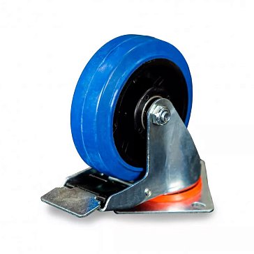 Изображение товара Колесо поворотное из эластичной резины TOR MW150 1024404, 150 мм, с тормозом