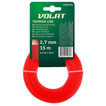 Изображение товара Леска Волат 51030-02 2.7мм x 15м квадратное сечение для триммера