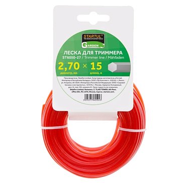 Изображение товара Леска Startul GARDEN ST6050-27 2.7 мм х 15 м шестигранное сечение для триммера