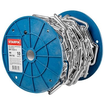 Изображение товара Цепь сварная Starfix SMP-42320-10, длиннозвенная, оцинкованная, М8 DIN 763, бухта 10 м