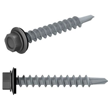 Изображение товара Саморез кровельный Starfix SM-32502-4500, 5.5х25 мм, цинк, шайба с прокладкой, PT3, RAL 7024 (4500 шт в коробе)