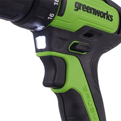 Дрель-шуруповерт аккумуляторная Greenworks 3704007UA, 24В, в комплекте с АКБ 24В 2Ач и ЗУ
