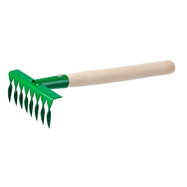 Изображение товара Грабельки садовые Росток 39613, с деревянной ручкой, 8 витых зубцов, 160x62x405 мм 