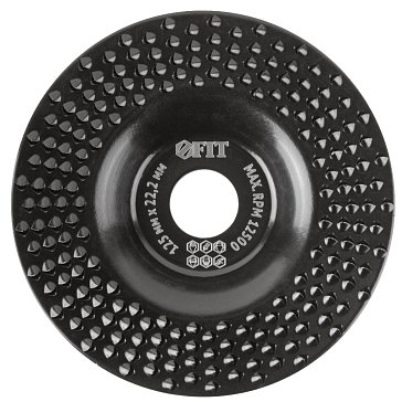 Изображение товара Диск обдирочный по дереву Fit 39527, плоский, посадочный диаметр 22,2 мм, 125 мм, грубая насечка