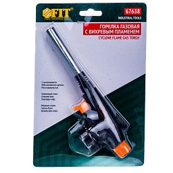 Горелка газовая с пьезоподжигом Fit 67638, вихревая, удлиненный ствол