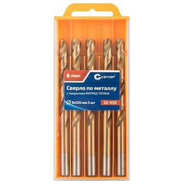 Изображение товара Сверло по металлу Cutop Profi 52-455, с титановым покрытием, 9х125 мм, 5 шт.