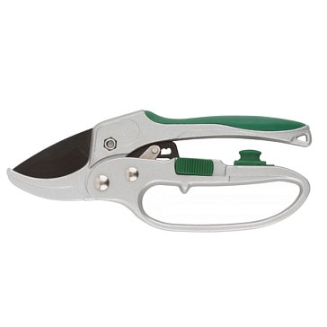 Изображение товара Секатор Fit Профи 77097, храповый механизм, режущие кромки встык с наковальней, тефлоновое покрытие лезвий, алюминиевый корпус, 200 мм 