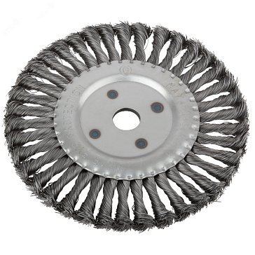 Изображение товара Корщетка-колесо Fit 39109, посадочный диаметр 22,2 мм, стальная, витая проволока, 200 мм
