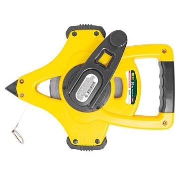 Изображение товара Рулетка геодезическая Fit 17805, стальная лента, открытый пластиковый корпус, ускоренная перемотка, прорезиная ручка 50 м