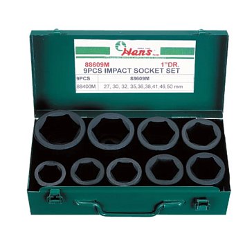 Изображение товара Набор ударных головок Hans 88609M, 1", 9  шт.,  27-50 мм