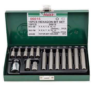 Изображение товара Комплект шестигранных бит Hans 06615, в кейсе, 15 предметов
