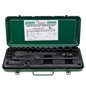 Изображение товара Комплект 6-гранных головок Hans 4622M, 8-32 мм 22 предмета, Black