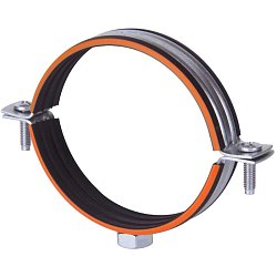 Хомут трубный металлический Humalt RU-HT 007040108, М10, 87-94, 3", с гайкой, шпилькой-шурупом и дюбелем 