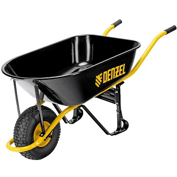 Изображение товара Строительная тачка Denzel 689965 усиленная объем 130 л груз 230 кг пневматические колеса