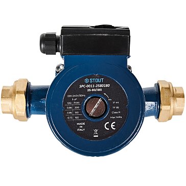 Изображение товара Циркуляционный насос Stout SPC-0011-2580180, 25-80/180, 220/240V, 50Hz, с латунными гайками G 1 1/2 x Rp 1