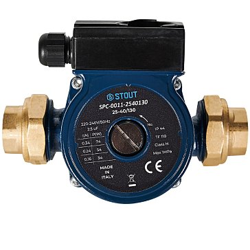Изображение товара Циркуляционный насос Stout SPC-0011-2540130, 25-40/130, 220/240V, 50Hz, с латунными гайками G 1 1/2 x Rp 1