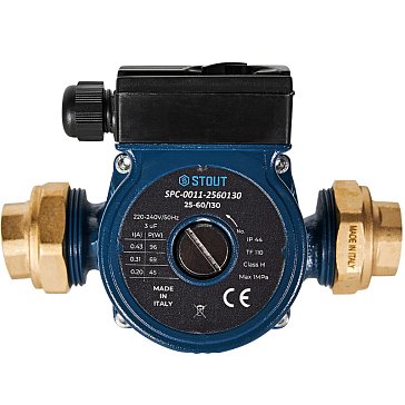 Изображение товара Циркуляционный насос Stout SPC-0011-2560130, 25-60/130, 220/240V, 50Hz, с латунными гайками G 1 1/2 x Rp 1