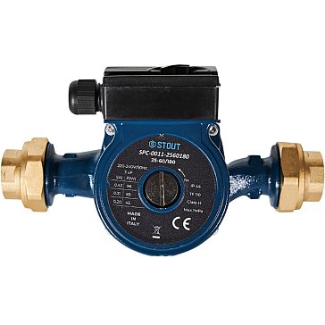 Изображение товара Циркуляционный насос Stout SPC-0011-2560180, 25-60/180, 220/240V, 50Hz, с латунными гайками G 1 1/2 x Rp 1