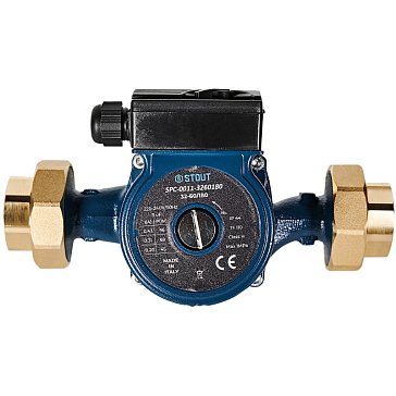 Изображение товара Циркуляционный насос Stout SPC-0011-3260180, 32-60/180, 220/240V, 50Hz, с латунными гайками G2 x Rp 1 1/4