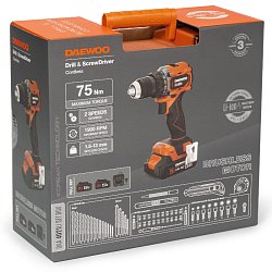 Дрель-шуруповерт аккумуляторная Daewoo DAA 4021Li SET BOX, с набором