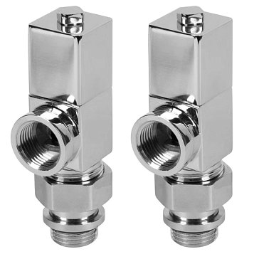 Изображение товара Набор дизайн-вентилей Royal Thermo CUBE осевой 1/2" хром 2 шт