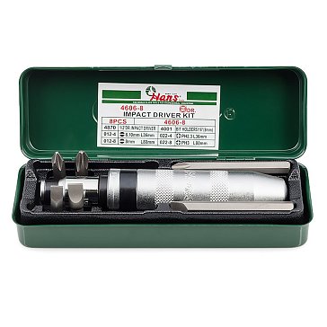 Изображение товара Ударная отвертка с битами Hans 4606-8 1/2", ударная с битами, металл, Тайвань