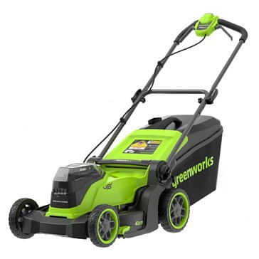 Изображение товара Газонокосилка аккумуляторная Greenworks GD24X2LM411 2520907UD, 24Вx2, 41 см, бесщеточная c 2хАКБ, 4Ач