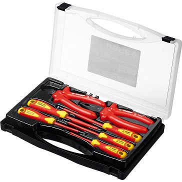 Изображение товара Губцевый инструмент Зубр 2214-H7, диэлектрический, высоковольтный до ~1000В, маслобензостойкая рукоятка, 7предметов