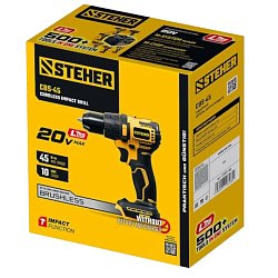 Дрель-шуруповерт бесщеточная ударная Steher CBS-45, 20 В, 45 Н·м, без АКБ (LMS)