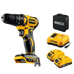 Дрель-шуруповерт бесщеточная ударная Steher CBS-45-22, 20 В, 45 Н·м, 2 АКБ LMS 2 А·ч, сумка
