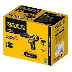 Дрель-шуруповерт Steher CD-40-21, 20 В, 40 Н·м, 1 АКБ LMS 2 А·ч