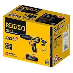 Дрель-шуруповерт ударная Steher CDS-40-21, 20 В, 40 Н·м, 1 АКБ LMS (2 А·ч)