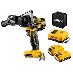 Дрель-шуруповерт бесщеточная Steher CB-165-22, 20 В, 165 Н·м, 2 АКБ LMS (2 А·ч), сумка 