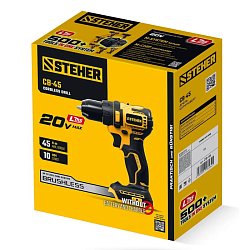 Бесщеточная дрель-шуруповерт Steher CB-45, 20 В, 45 Нм, без АКБ (LMS)