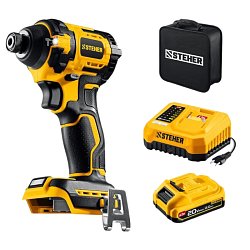 Бесщеточный ударный винтоверт Steher CSB-180-21, 20 В, 180 Н·м, 1 АКБ LMS (2 А·ч), сумка 