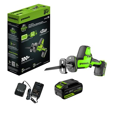 Изображение товара Аккумулярная сабельная пила Greenworks GPT-CRS-25 24V, бесщеточный двигатель