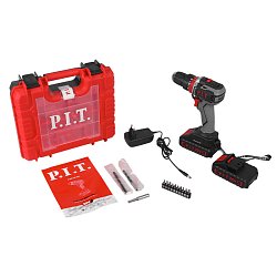 Дрель-шуруповерт аккумуляторная ударная P.I.T. PSR18-D4 (2xАКБ Li-ion 20 В, 1,5 Ач, ЗУ, кейс)
