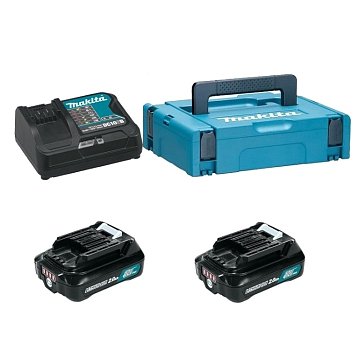 Изображение товара Набор аккумуляторов Makita 197658-5 с зарядным устройством 12V 2Ач два аккумулятора