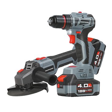 Изображение товара Набор аккумуляторный ProfiPower E0220, УШМ и шуруповерт с зарядным устройством