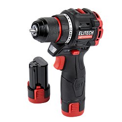 Дрель аккумуляторная Elitech HD CD 12L2 (E2201.038.01) 205713, бесщеточный, 12В, 2х2.0Ач, Li-ion, E-Power, БЗП-10 мм