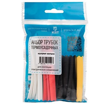 Изображение товара Набор термоусадочных трубок КВТ Колорит 4/2 73634 с 20 шт для электропроводки