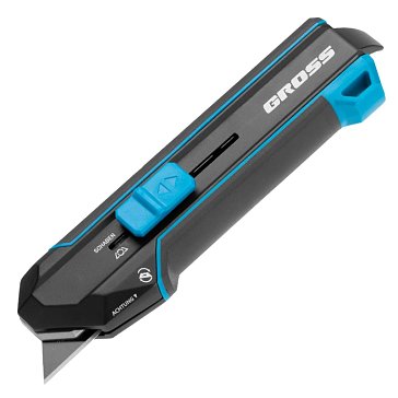 Изображение товара Нож-скребок выдвижной Gross 78890, 19мм, сменное лезвие, SK2, 5 запас. лезвий, алюмин. Корпус