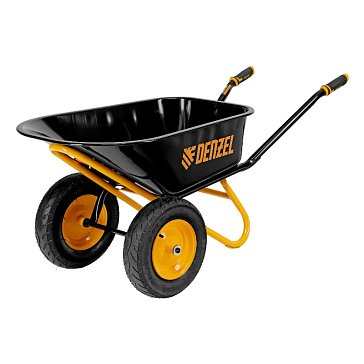 Изображение товара Тачка строительная Denzel 689365, усиленная, объем 120 л, 350 кг, двухколесная, колесо 16х4.00-8