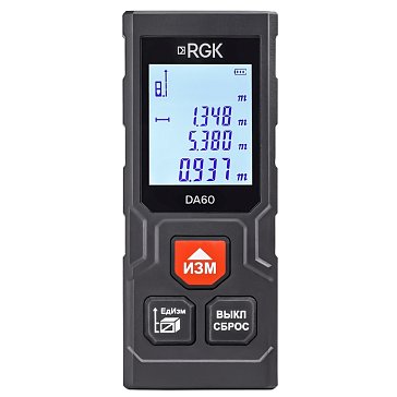 Изображение товара Лазерный дальномер Rgk DA60, дальность 60м, погрешность 2 мм, красный луч