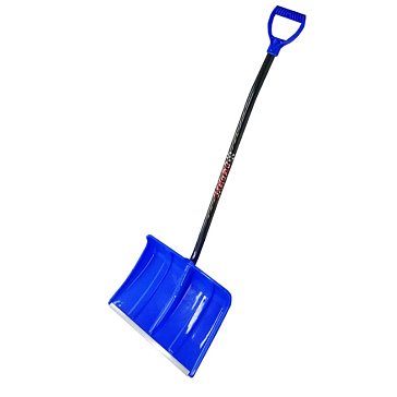 Изображение товара Лопата снеговая Сириус БОГАТЫРЬ-2 15002, синяя, полипропилен, алюминиевая планка, съемный металлический черенок в термоусадочном рукаве, V-ручка  